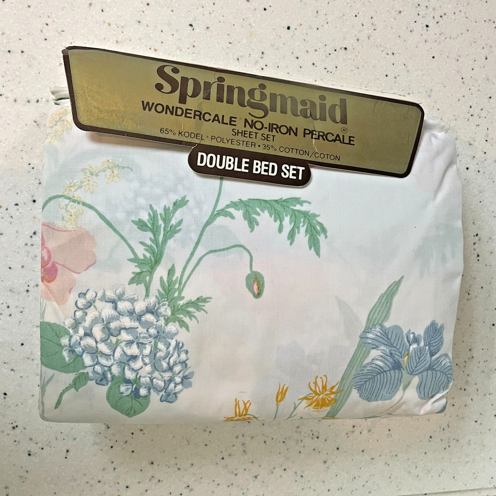 Springmaid Wondercale Full / Double Bed Sheet Set Floral Vtg 1980's Cottage